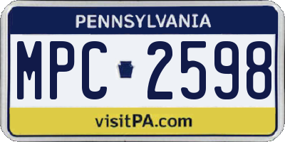 PA license plate MPC2598
