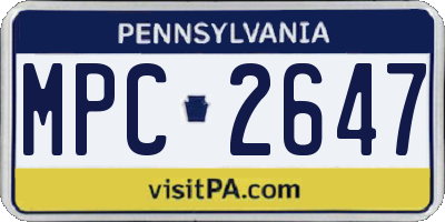 PA license plate MPC2647
