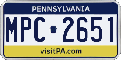 PA license plate MPC2651