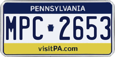 PA license plate MPC2653