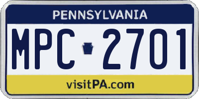PA license plate MPC2701
