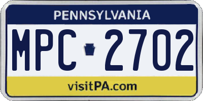 PA license plate MPC2702