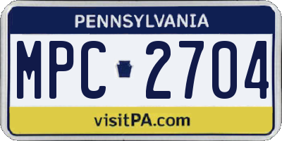 PA license plate MPC2704