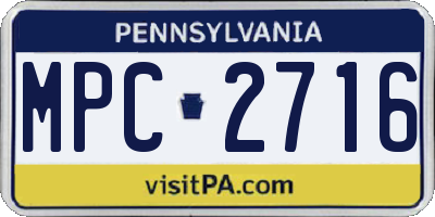 PA license plate MPC2716