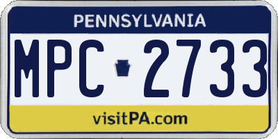 PA license plate MPC2733
