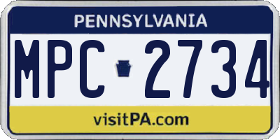 PA license plate MPC2734