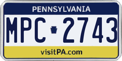 PA license plate MPC2743