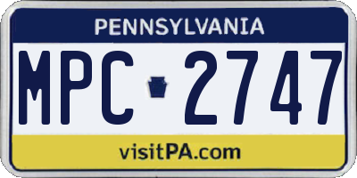 PA license plate MPC2747