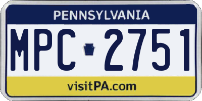 PA license plate MPC2751