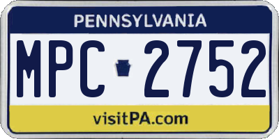 PA license plate MPC2752