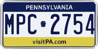 PA license plate MPC2754