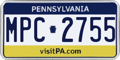 PA license plate MPC2755