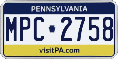 PA license plate MPC2758