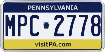 PA license plate MPC2778
