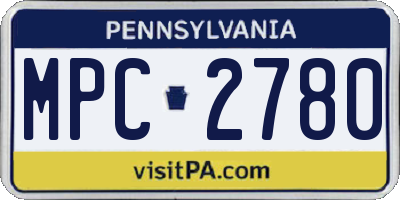 PA license plate MPC2780