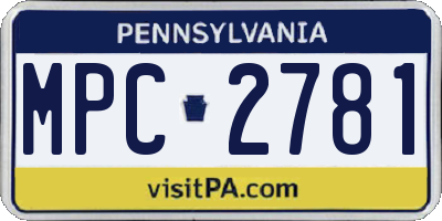 PA license plate MPC2781