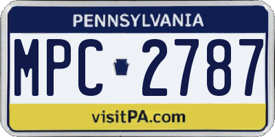 PA license plate MPC2787