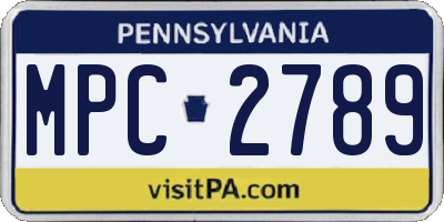PA license plate MPC2789