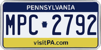 PA license plate MPC2792