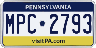 PA license plate MPC2793