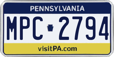 PA license plate MPC2794