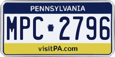 PA license plate MPC2796