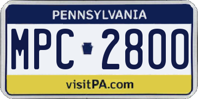 PA license plate MPC2800