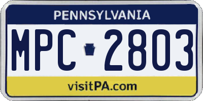 PA license plate MPC2803