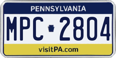 PA license plate MPC2804