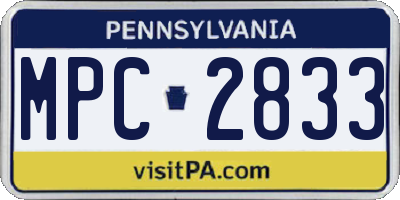 PA license plate MPC2833