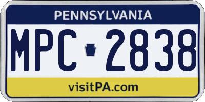 PA license plate MPC2838