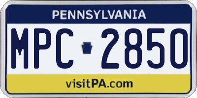 PA license plate MPC2850