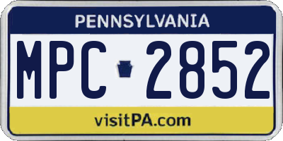 PA license plate MPC2852