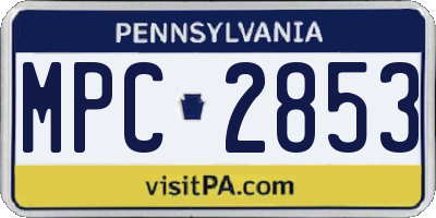 PA license plate MPC2853