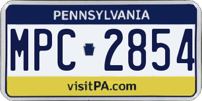 PA license plate MPC2854