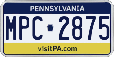 PA license plate MPC2875