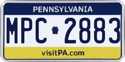 PA license plate MPC2883