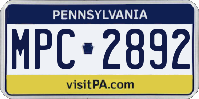 PA license plate MPC2892