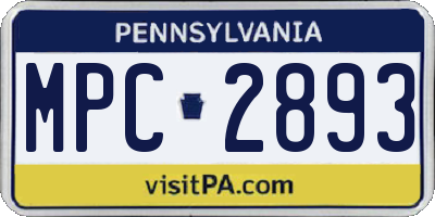 PA license plate MPC2893