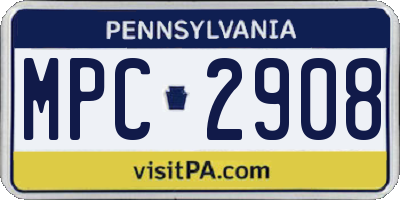 PA license plate MPC2908