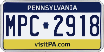 PA license plate MPC2918