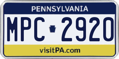 PA license plate MPC2920