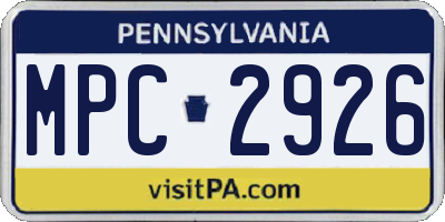 PA license plate MPC2926