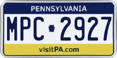 PA license plate MPC2927