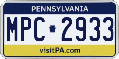 PA license plate MPC2933