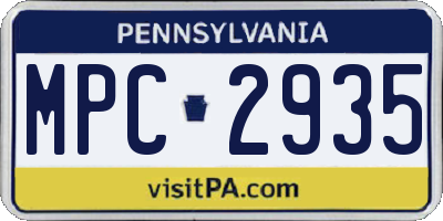PA license plate MPC2935