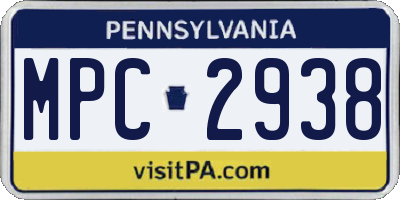 PA license plate MPC2938