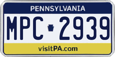 PA license plate MPC2939
