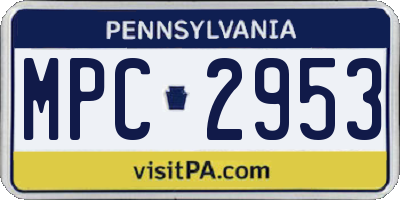 PA license plate MPC2953