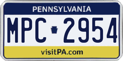 PA license plate MPC2954